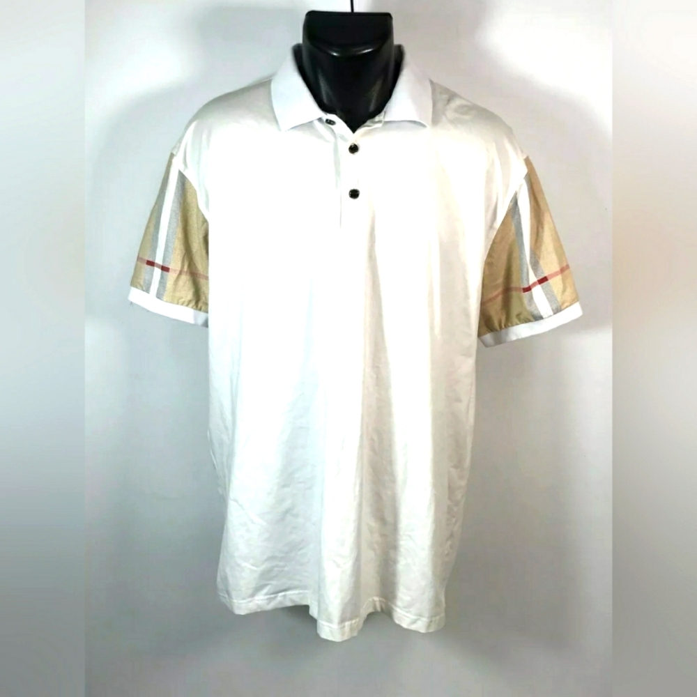 NEW PAVINI Designer Plaid White Short Sleeve Button Polo Shirt Men XXL -NWT